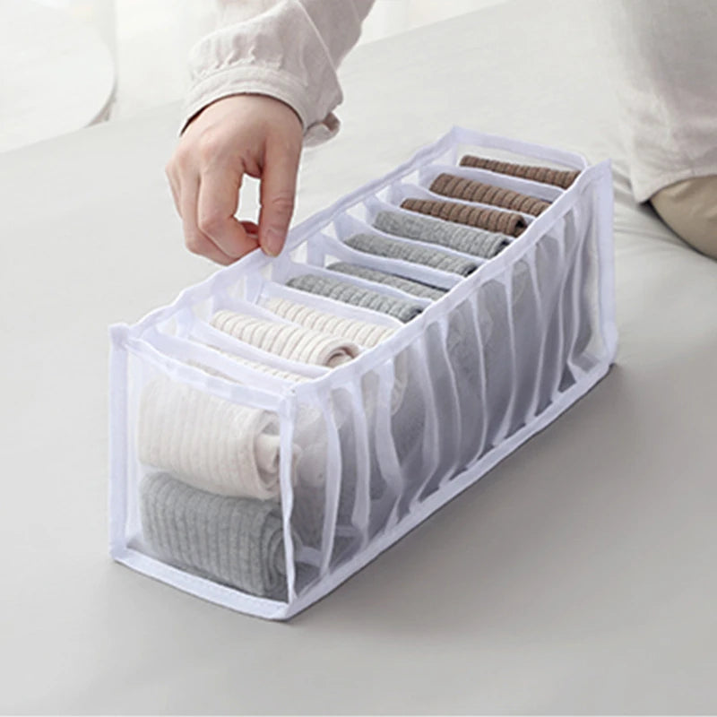 6/7/11 Compartments Underwear Storage Box, Home Underwear Bra Sock Cabinet, Drawer Style Fabric Mesh Partition And Sorting Box