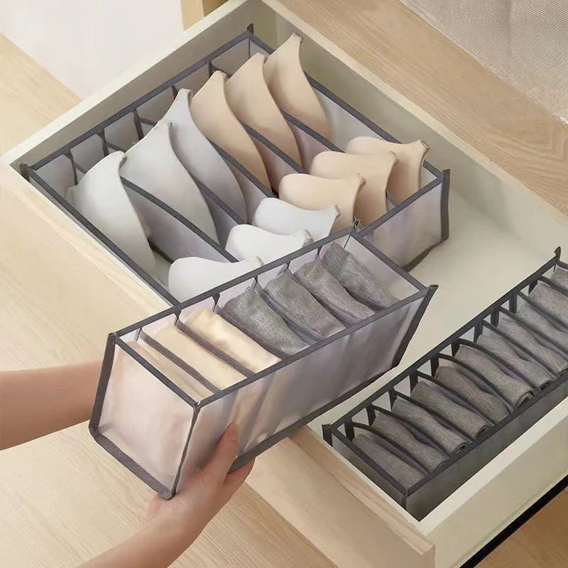 6/7/11 Compartments Underwear Storage Box, Home Underwear Bra Sock Cabinet, Drawer Style Fabric Mesh Partition And Sorting Box