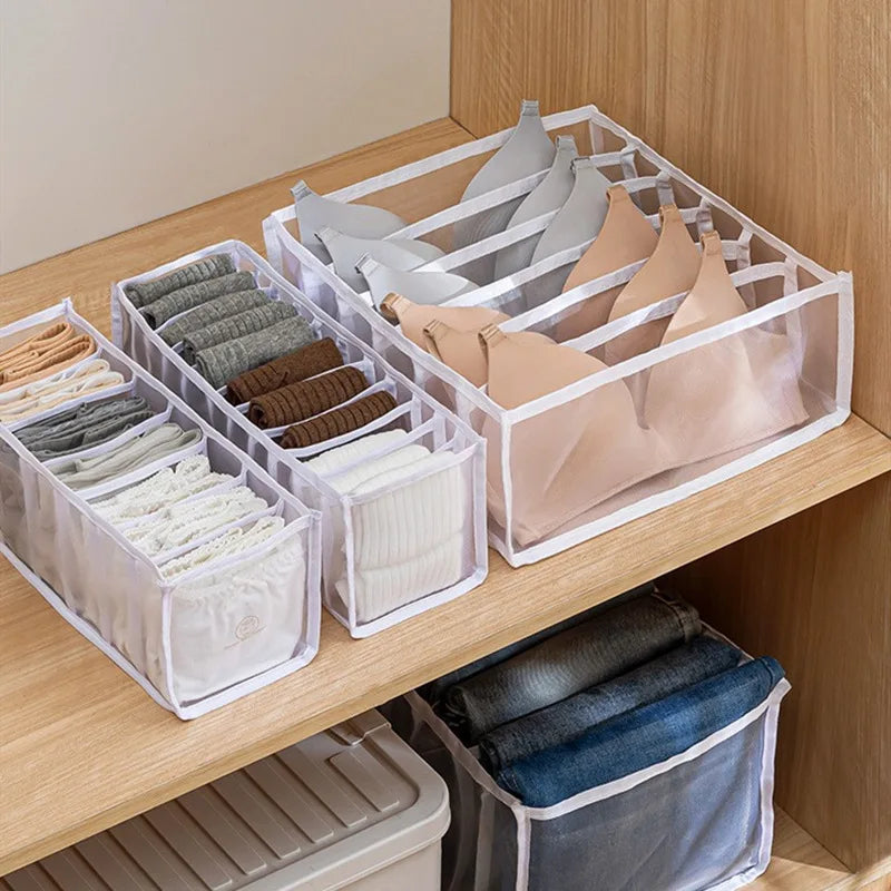 6/7/11 Compartments Underwear Storage Box, Home Underwear Bra Sock Cabinet, Drawer Style Fabric Mesh Partition And Sorting Box