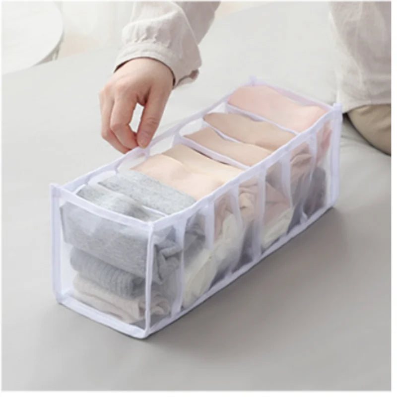 6/7/11 Compartments Underwear Storage Box, Home Underwear Bra Sock Cabinet, Drawer Style Fabric Mesh Partition And Sorting Box
