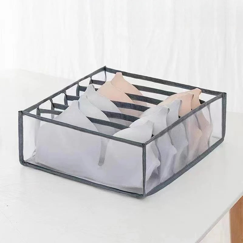 6/7/11 Compartments Underwear Storage Box, Home Underwear Bra Sock Cabinet, Drawer Style Fabric Mesh Partition And Sorting Box