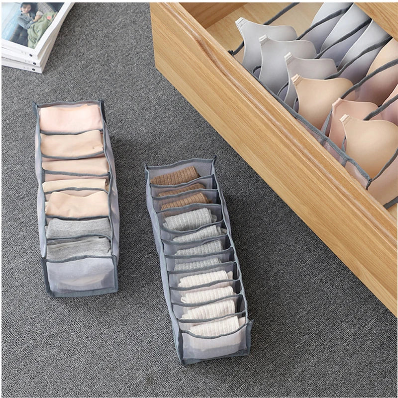 6/7/11 Compartments Underwear Storage Box, Home Underwear Bra Sock Cabinet, Drawer Style Fabric Mesh Partition And Sorting Box