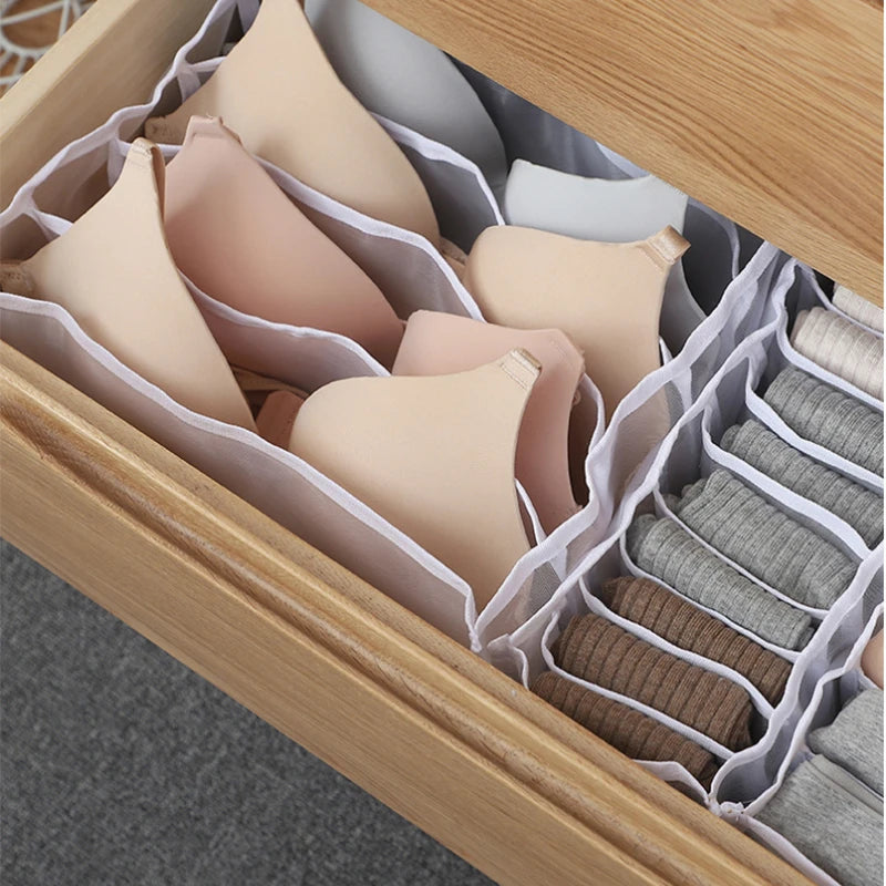 6/7/11 Compartments Underwear Storage Box, Home Underwear Bra Sock Cabinet, Drawer Style Fabric Mesh Partition And Sorting Box