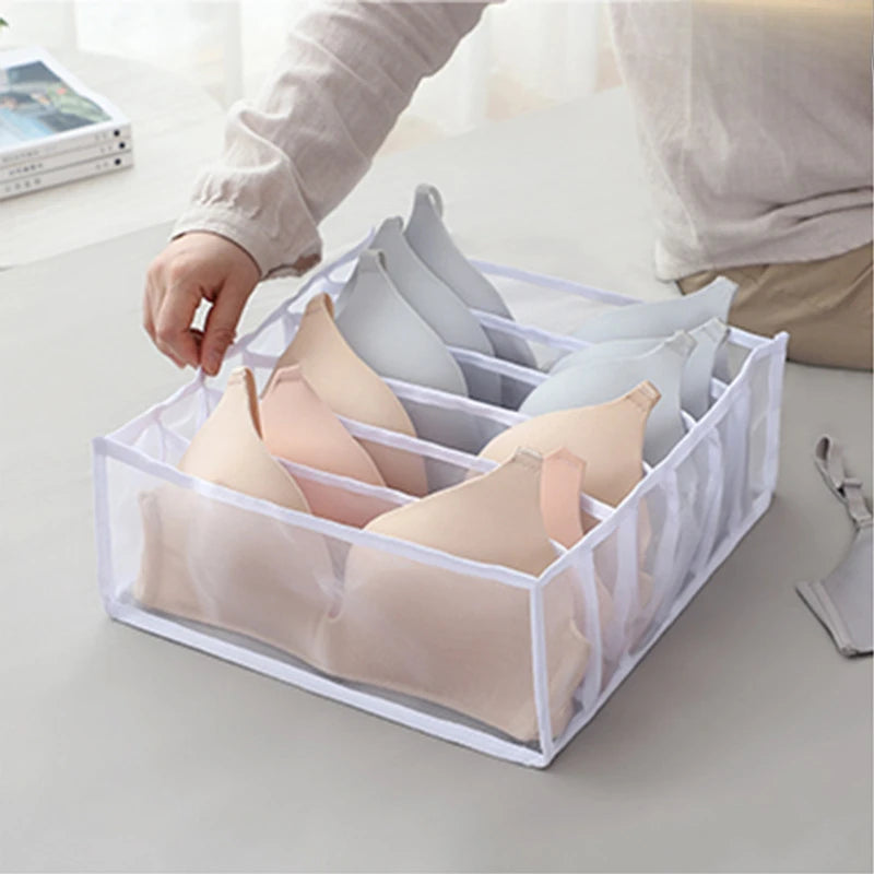 6/7/11 Compartments Underwear Storage Box, Home Underwear Bra Sock Cabinet, Drawer Style Fabric Mesh Partition And Sorting Box